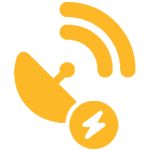 A yellow icon of an umbrella and a power symbol.