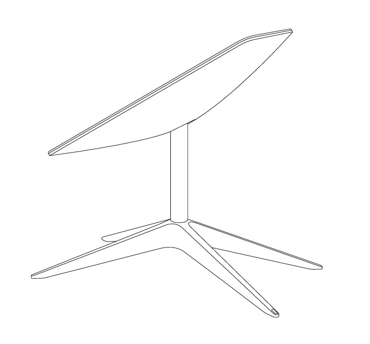 A drawing of a table with three legs.